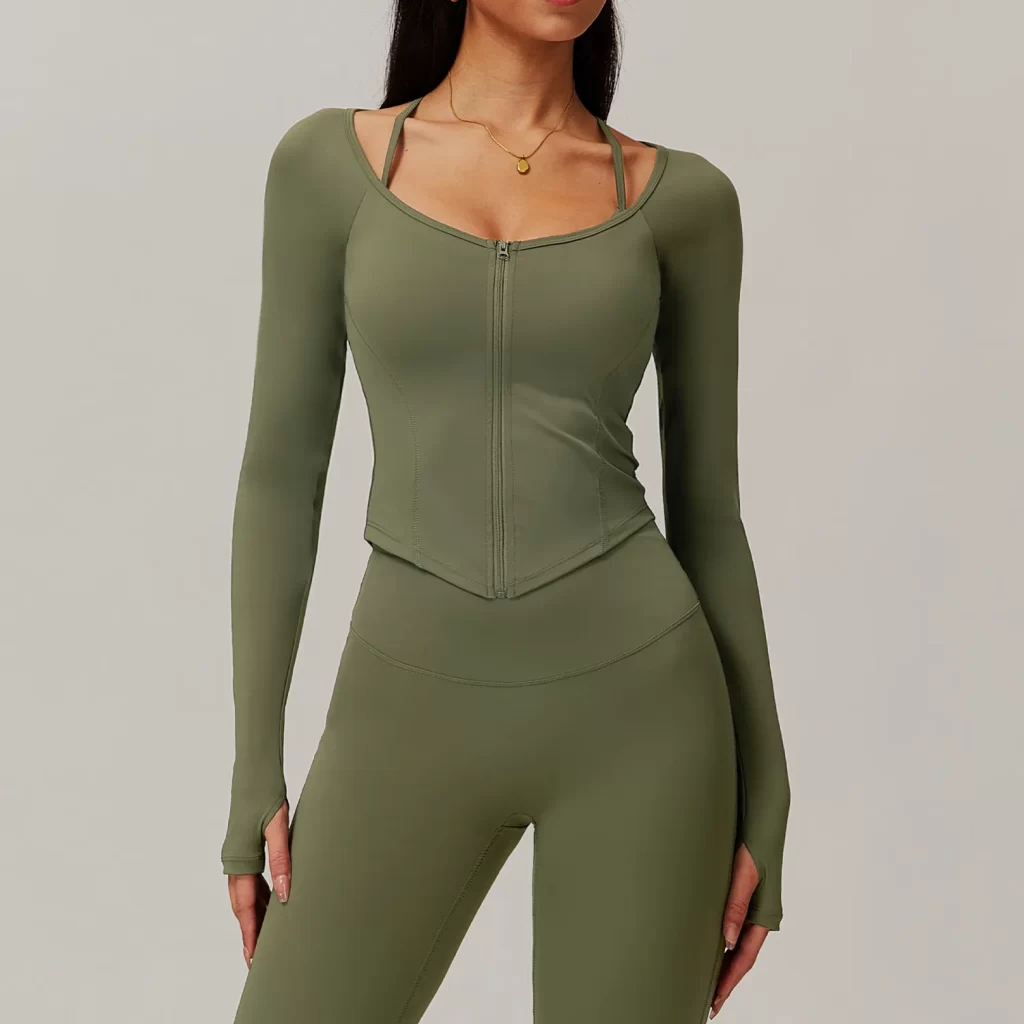 Custom Fitness Clothing Long Sleeve Cropped Tops women's lightweight athletic jacket