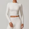 Long Sleeve Yoga Shirts Slim Fit Cropped Workout Top