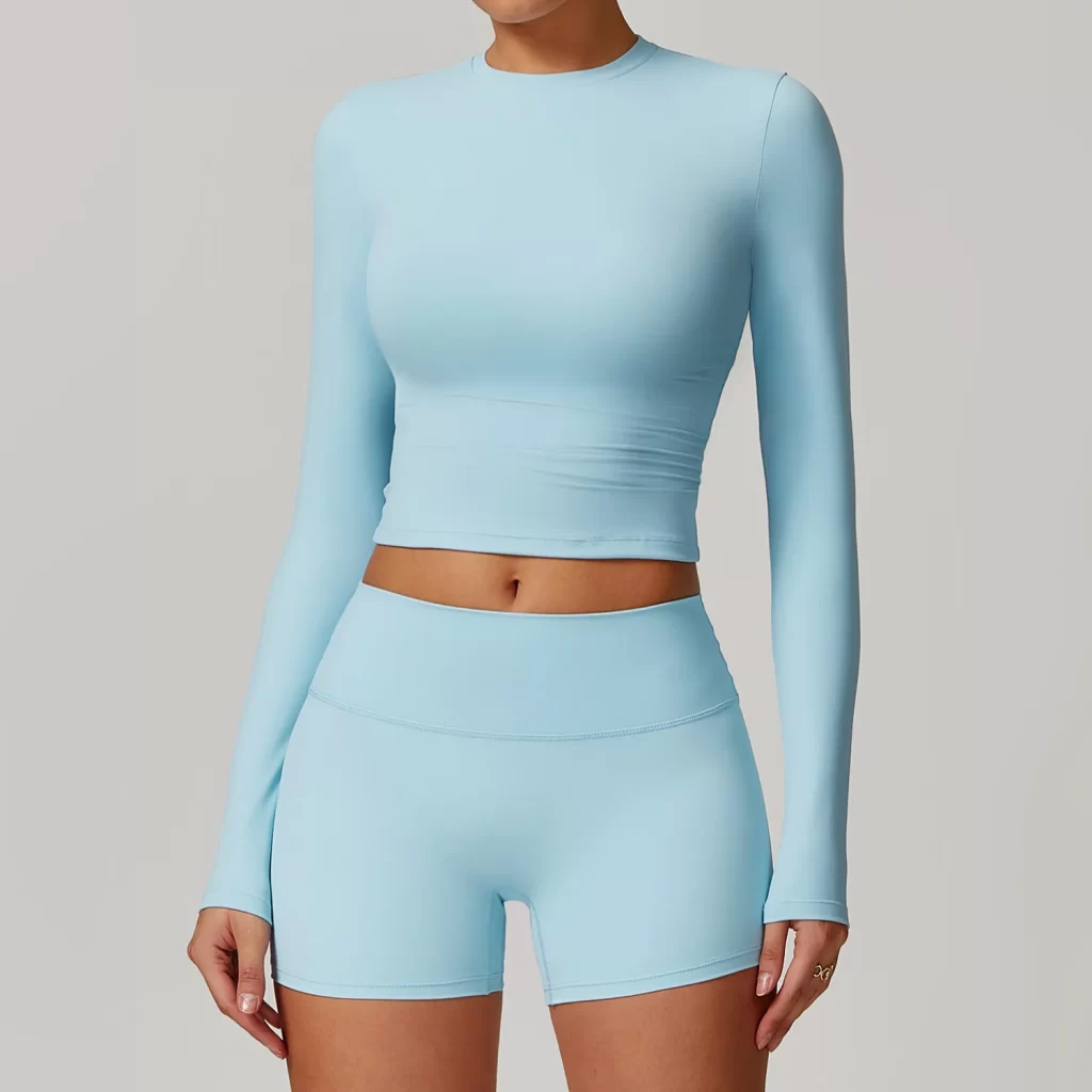 Long Sleeve Yoga Shirts Slim Fit Cropped Workout Top