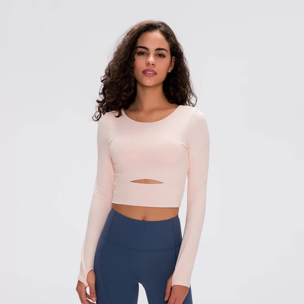 Women Yoga Crop Tops Long Sleeve Stretch Athletic Shirts wholesale fitness clothing bulk long sleeve t shirts