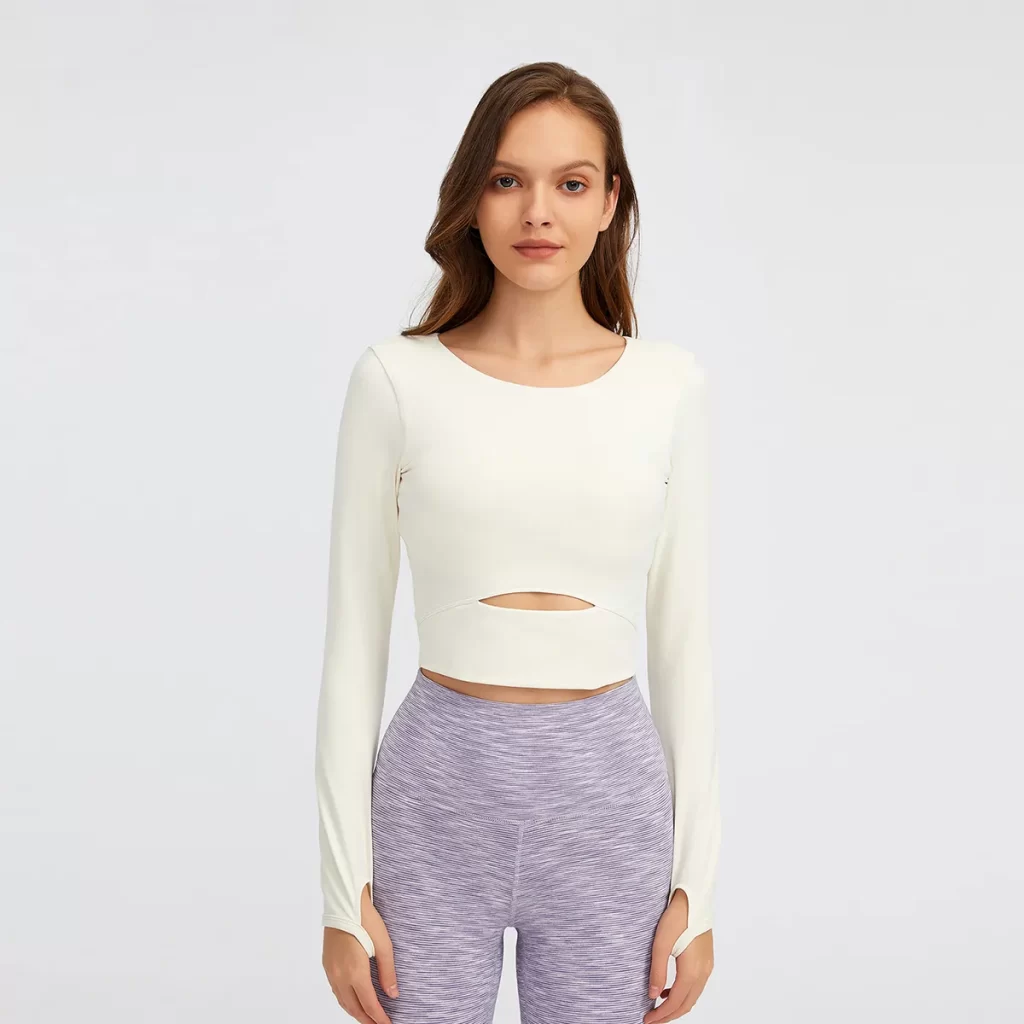 Women Yoga Crop Tops Long Sleeve Stretch Athletic Shirts wholesale fitness clothing bulk long sleeve t shirts