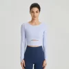 Women Yoga Crop Tops Long Sleeve Stretch Athletic Shirts wholesale fitness clothing bulk long sleeve t shirts