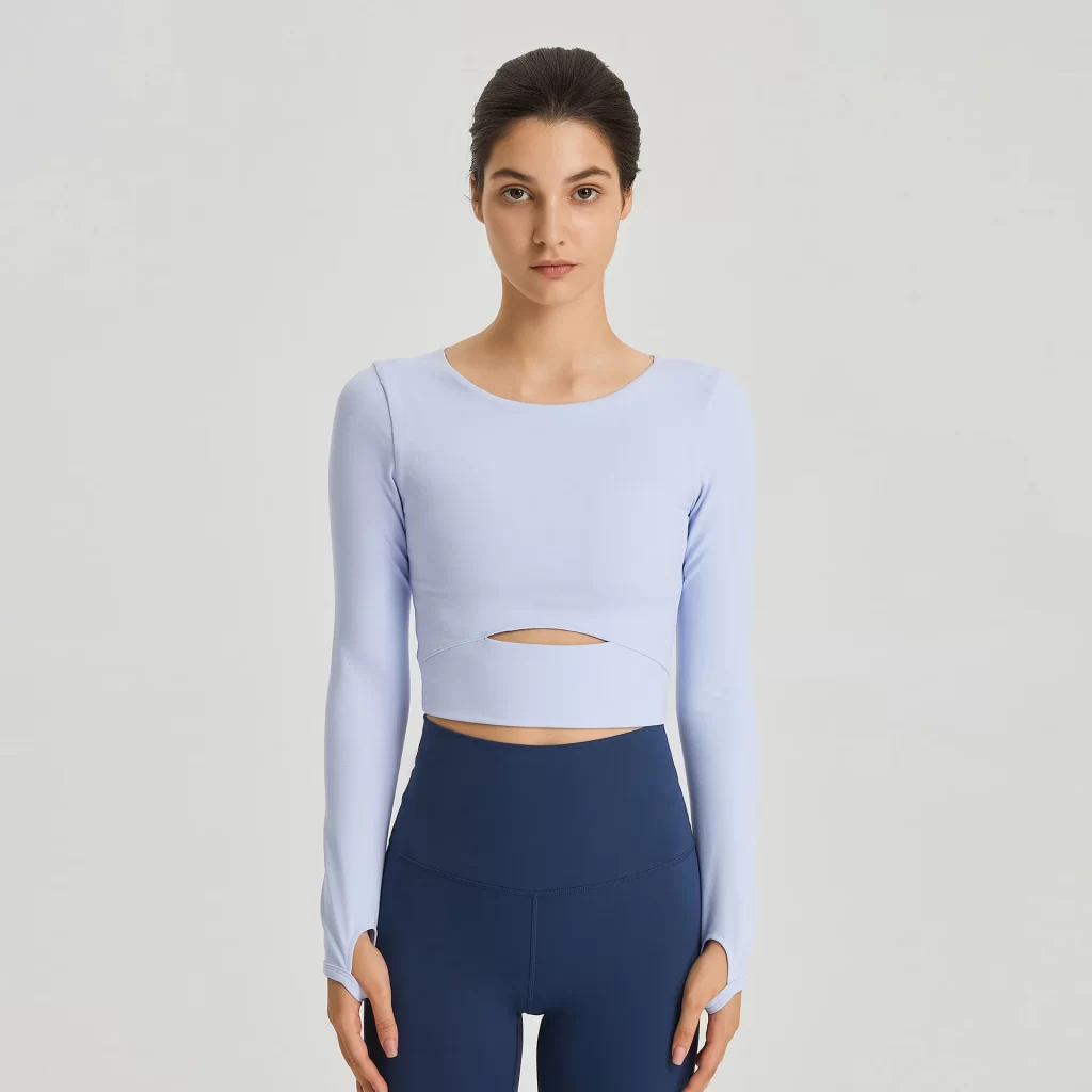 Women Yoga Crop Tops Long Sleeve Stretch Athletic Shirts wholesale fitness clothing bulk long sleeve t shirts