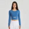 Women Yoga Crop Tops Long Sleeve Stretch Athletic Shirts wholesale fitness clothing bulk long sleeve t shirts