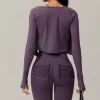 Custom Fitness Clothing Long Sleeve Cropped Tops women's lightweight athletic jacket