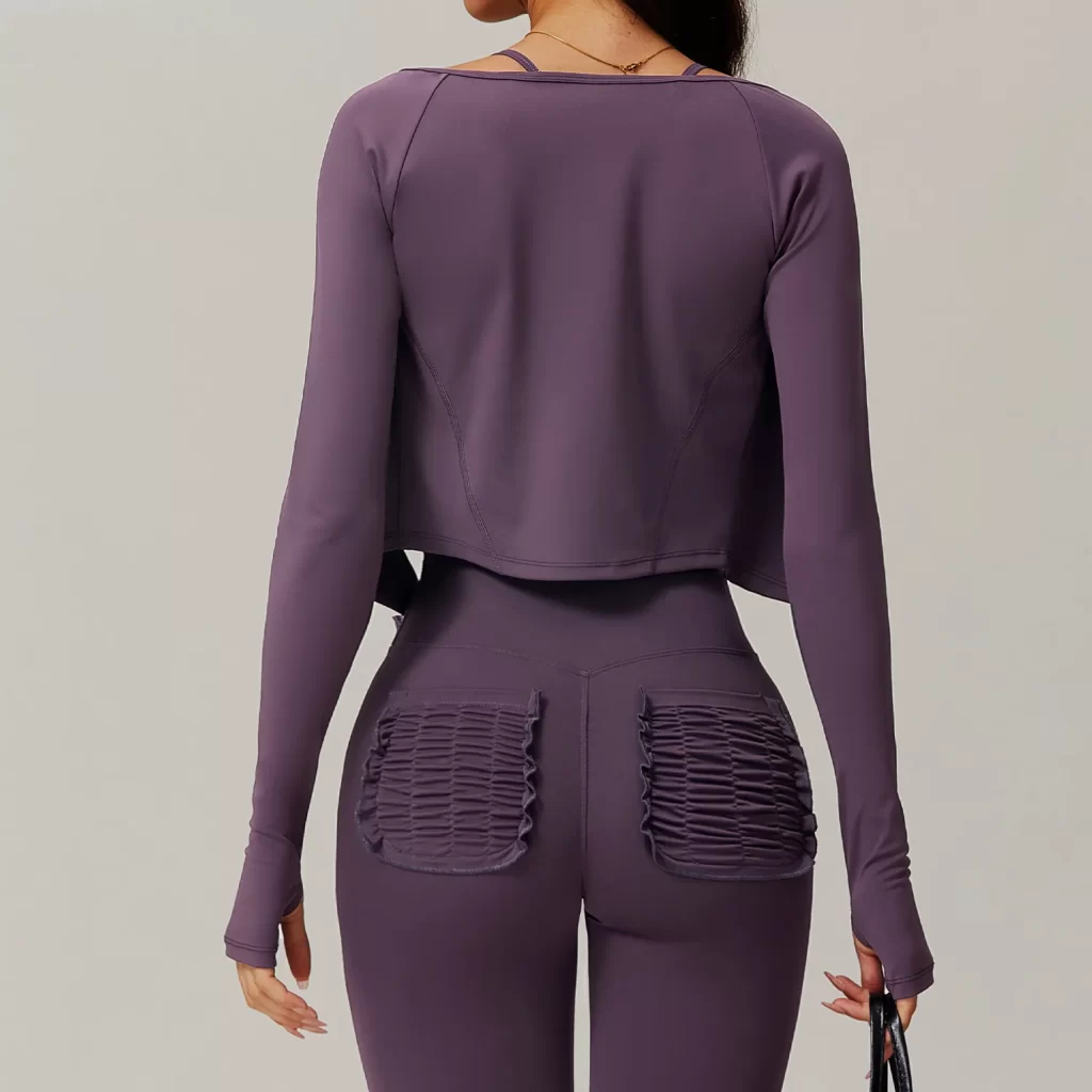 Custom Fitness Clothing Long Sleeve Cropped Tops women's lightweight athletic jacket