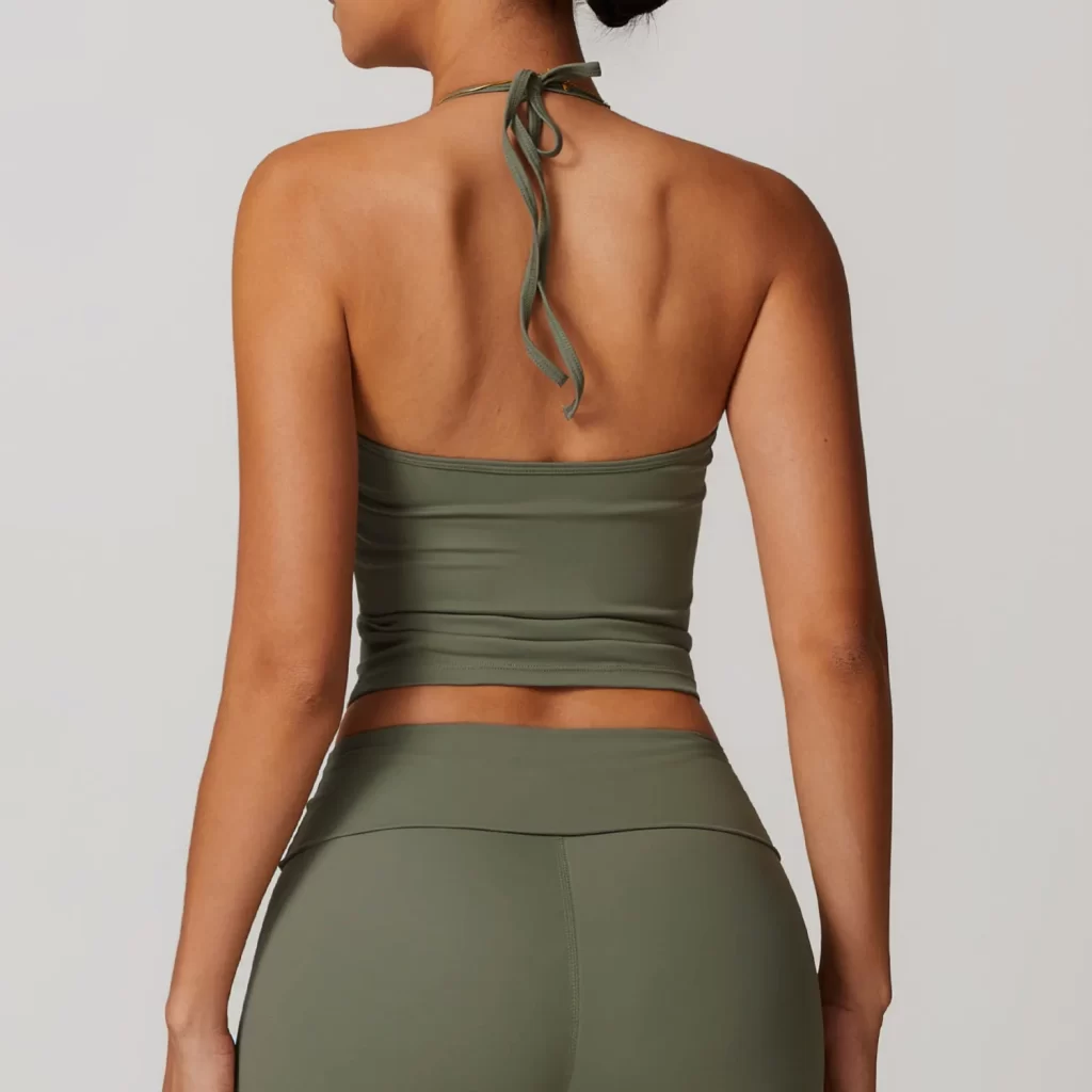 Halter Workout Crop Tank Top with Built in Bra athletic clothing manufacturers