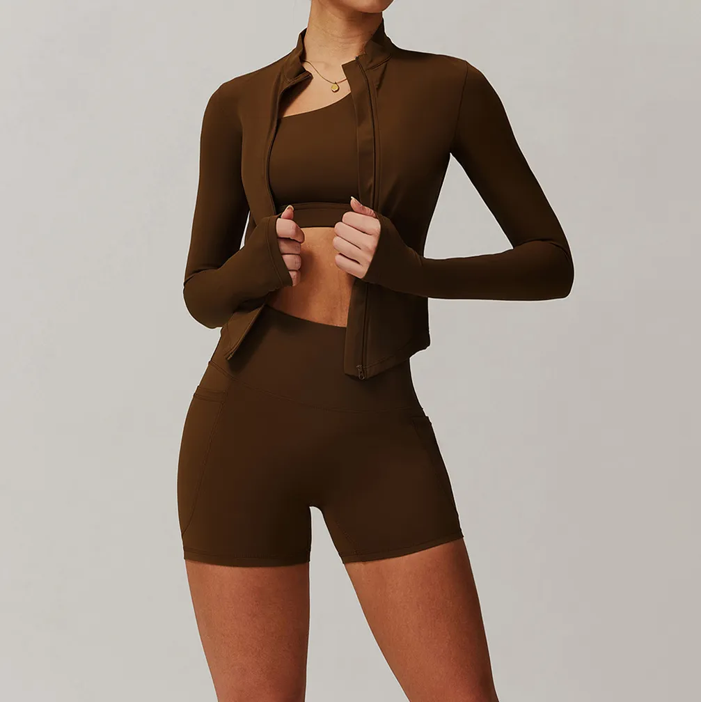 Women's Workout Jacket Lightweight Cropped Slim Fit Tops