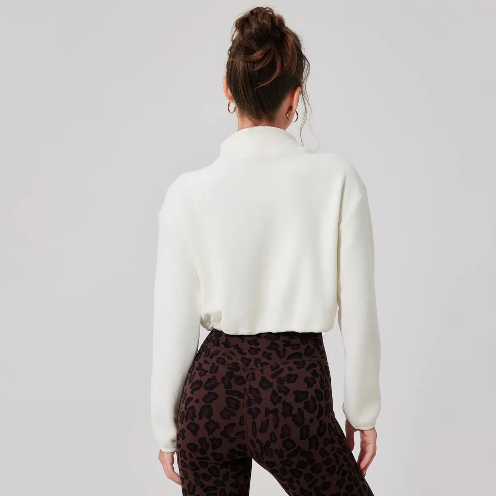 Women’s Half Zip Crop Pullover Fleece Stand Collar Sweatshirt