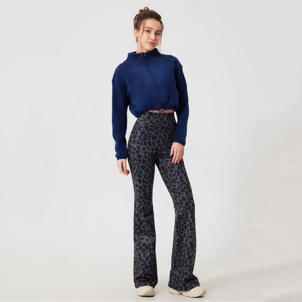 Women’s Half Zip Crop Pullover Fleece Stand Collar Sweatshirt