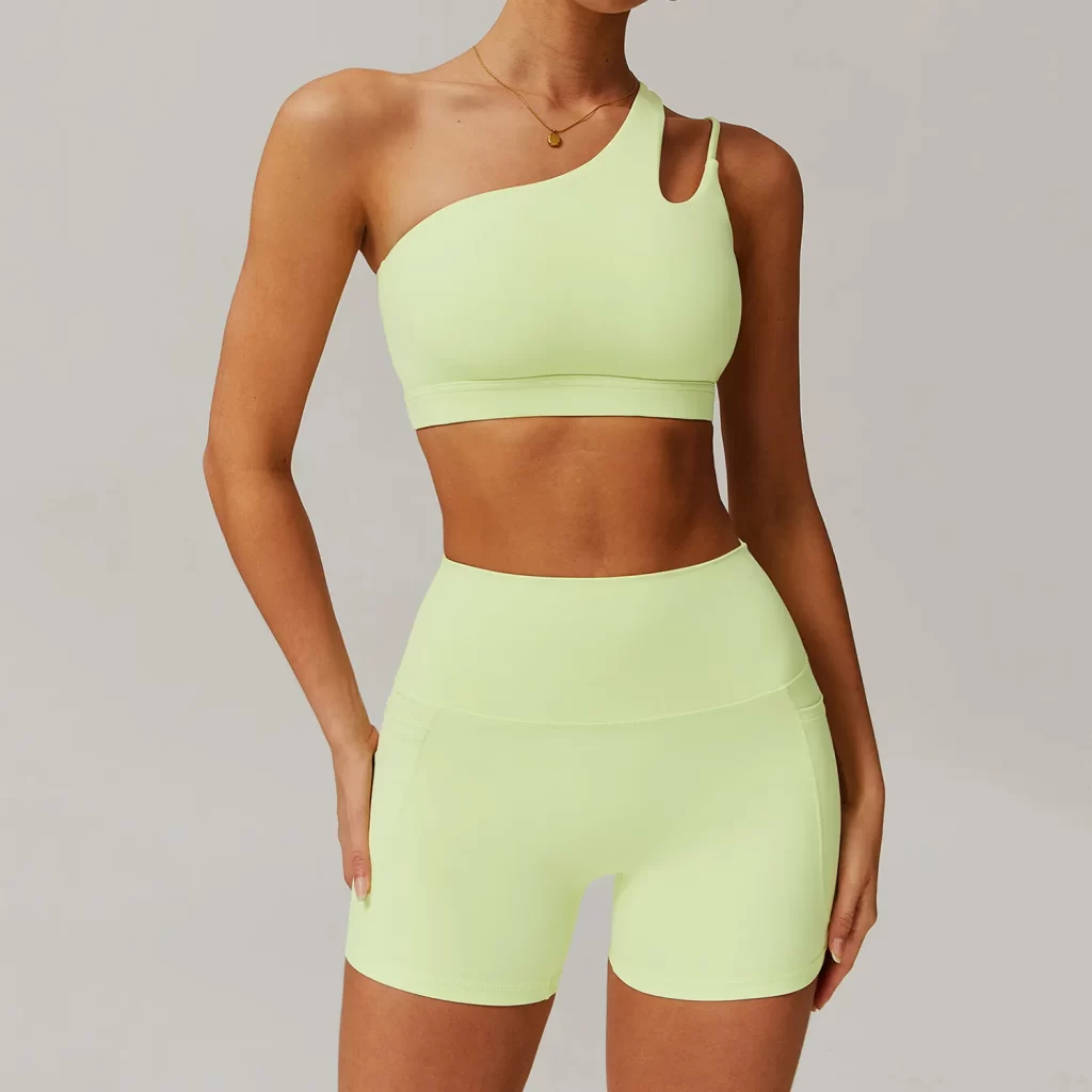 One Shoulder Medium Support Padded Strappy Yoga Bra