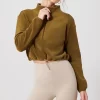 Women’s Half Zip Crop Pullover Fleece Stand Collar Sweatshirt