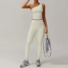 One Shoulder Longline Sports Bra Crop Built in Bra Tank Tops custom gym clothes wholesale activewear clothing