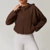 Cropped Jackets Zip Up Workout Running Hoodie