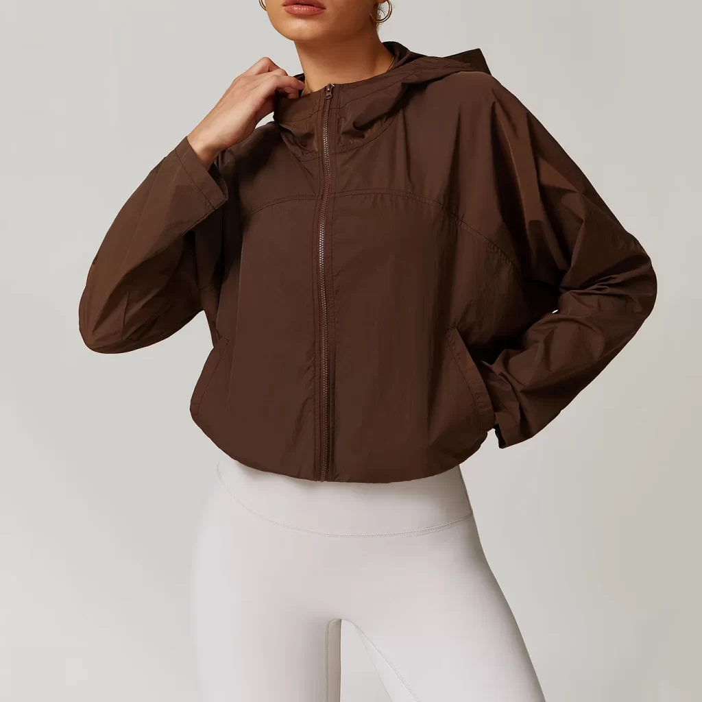 Cropped Jackets Zip Up Workout Running Hoodie