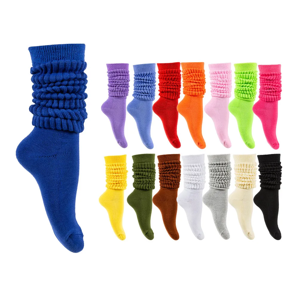 Slouch Socks Cotton Scrunch Knee High Long Socks