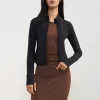 Womens Cropped Slim Fit Workout Jackets Thumb Holes