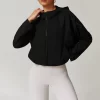 Cropped Jackets Zip Up Workout Running Hoodie