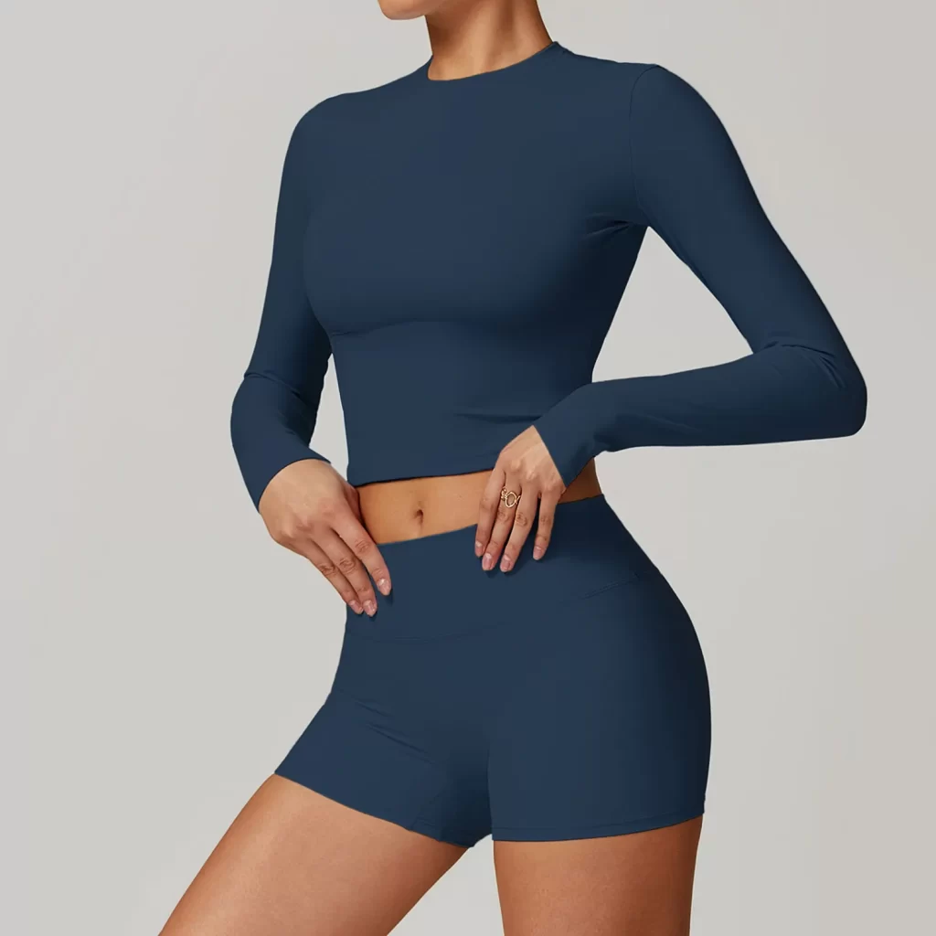 Long Sleeve Yoga Shirts Slim Fit Cropped Workout Top