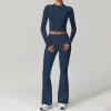 Long Sleeve Yoga Shirts Slim Fit Cropped Workout Top