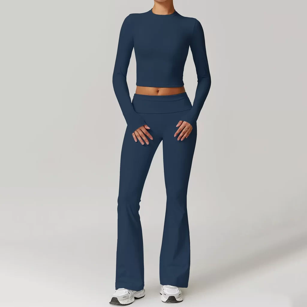 Long Sleeve Yoga Shirts Slim Fit Cropped Workout Top