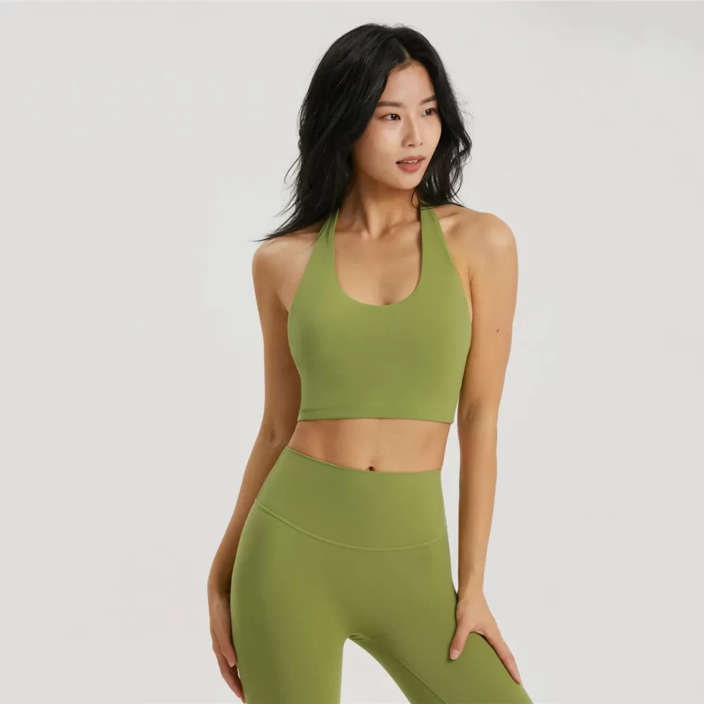 Halter Open Back Sports Bra Padded Yoga Top for Training