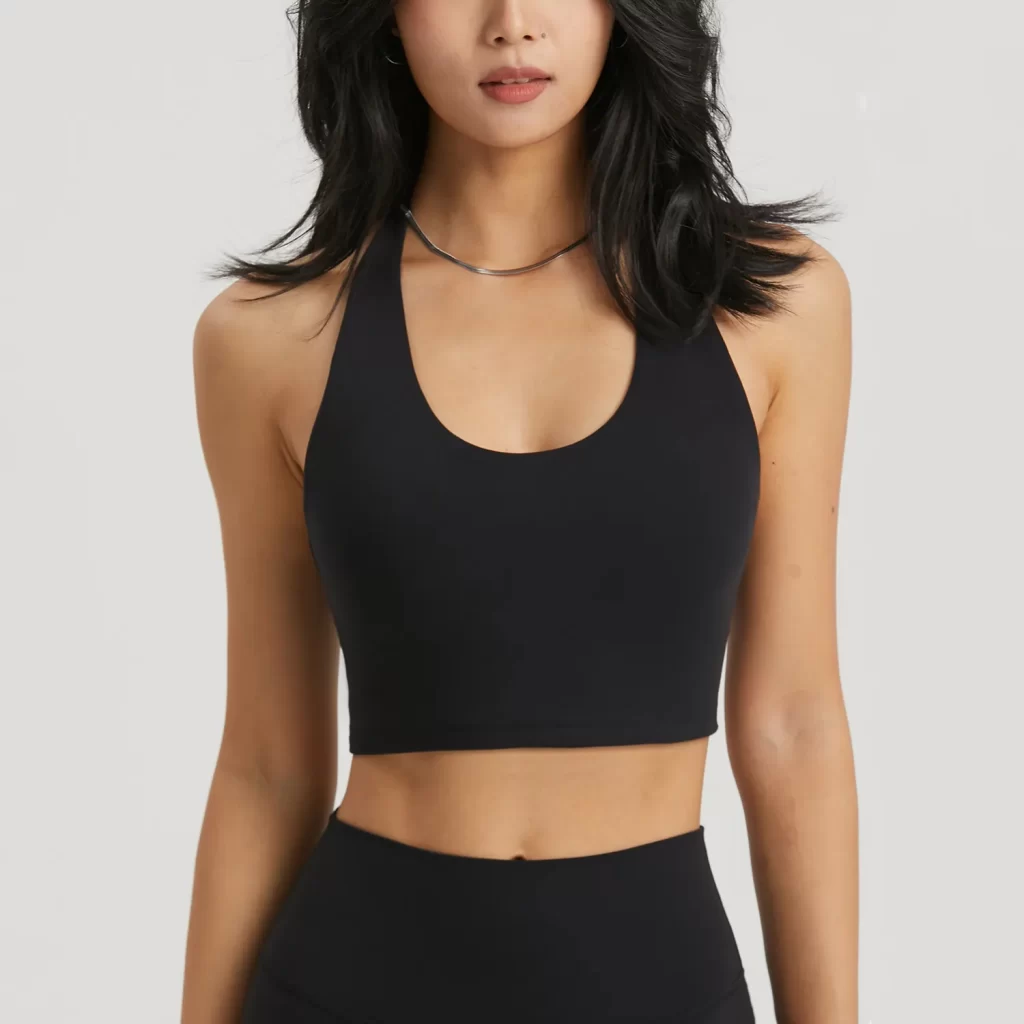 Halter Open Back Sports Bra Padded Yoga Top for Training