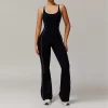 Hollow Back Yoga One Piece Jumpsuit Flare Athletic Jumpsuit