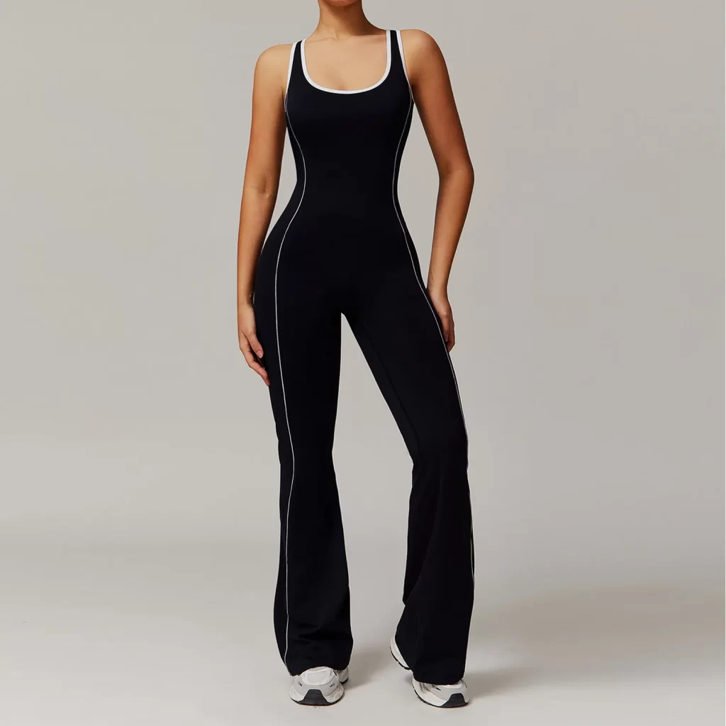 Hollow Back Yoga One Piece Jumpsuit Flare Athletic Jumpsuit