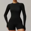 Seamless Long Sleeve Top Breathable Gym Athletic Top Slim Fit