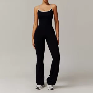 One Piece Jumpsuit Spaghetti Straps Stretch Flare Romper