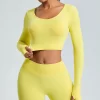 Long Sleeve Yoga Outfits Gym Clothes Seamless Crop Tops yoga clothing manufacturers Long Sleeve T Shirts Women