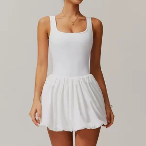 Wholesale Workout Jumpsuit Puffy Flower Bud Tennis Skirt