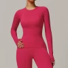 Seamless Long Sleeve Top Breathable Gym Athletic Top Slim Fit
