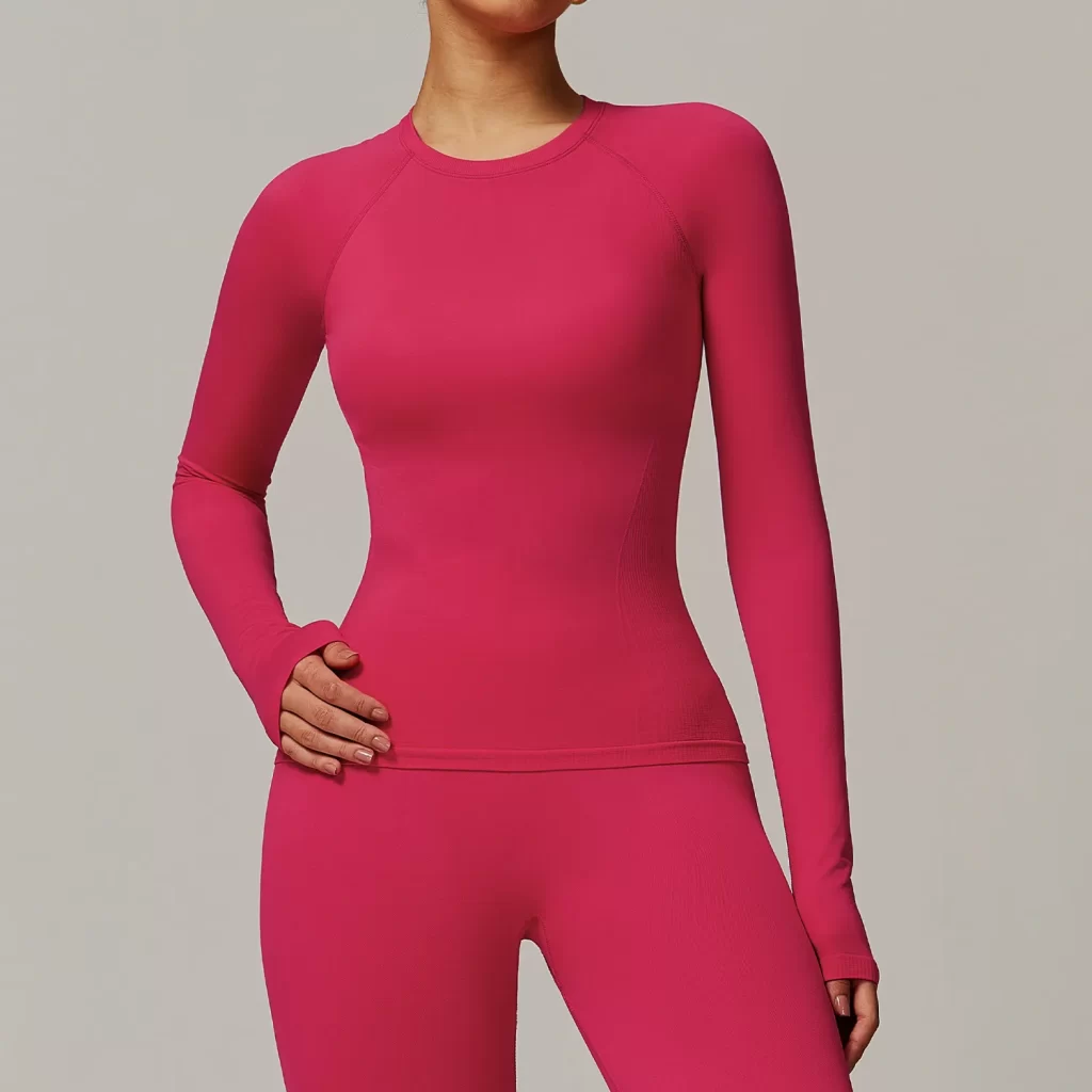 Seamless Long Sleeve Top Breathable Gym Athletic Top Slim Fit