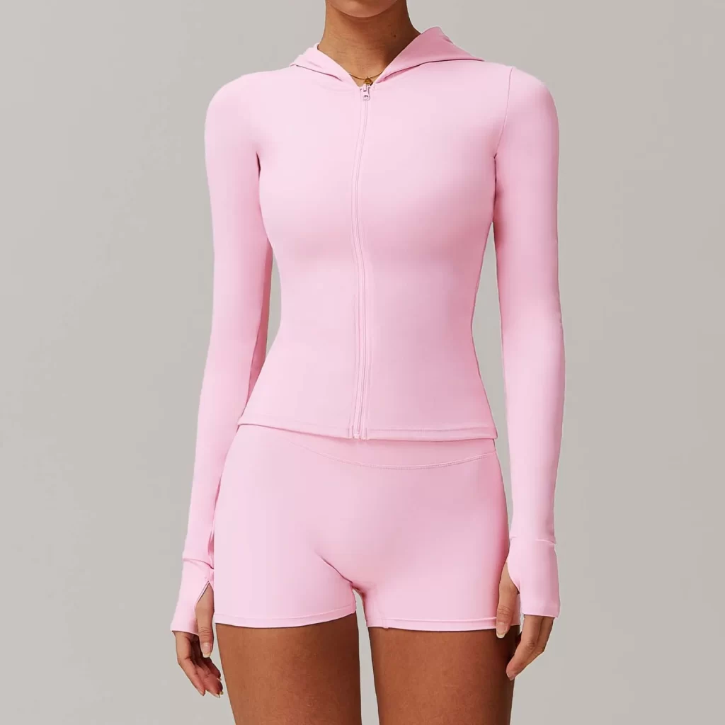 Women's Workout Jacket Lightweight Hooded Athletic Slim Fit Tops