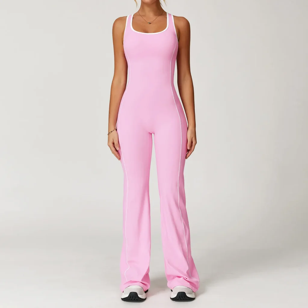 Hollow Back Yoga One Piece Jumpsuit Flare Athletic Jumpsuit