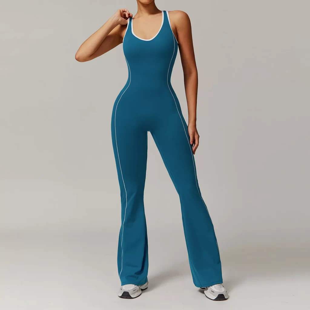 Hollow Back Yoga One Piece Jumpsuit Flare Athletic Jumpsuit