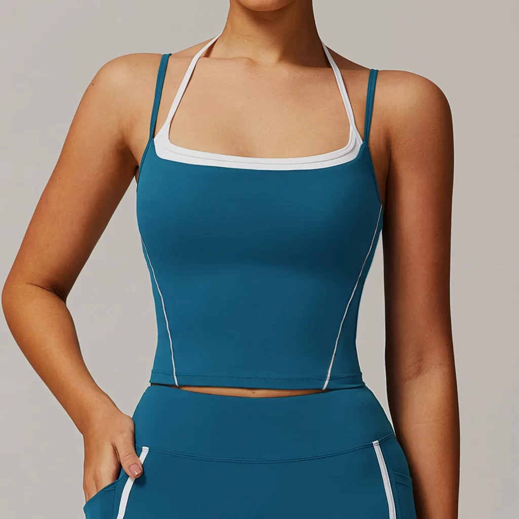 Women Color Block Cami Tank Top Slim Fit Halter Top