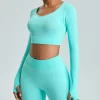 Long Sleeve Yoga Outfits Gym Clothes Seamless Crop Tops yoga clothing manufacturers Long Sleeve T Shirts Women
