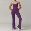 Hollow Back Yoga One Piece Jumpsuit Flare Athletic Jumpsuit