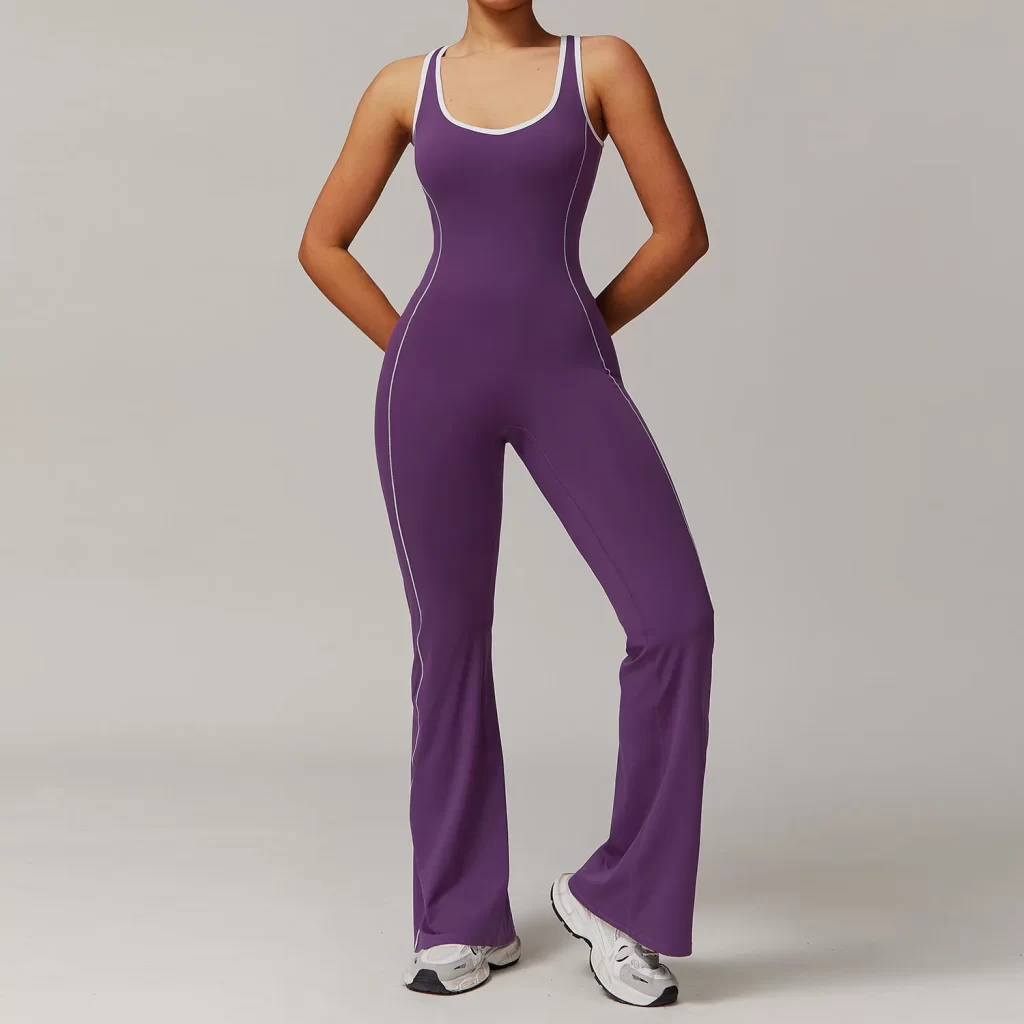 Hollow Back Yoga One Piece Jumpsuit Flare Athletic Jumpsuit