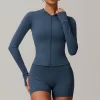 Women's Workout Jacket Lightweight Hooded Athletic Slim Fit Tops