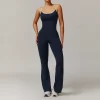 One Piece Jumpsuit Spaghetti Straps Stretch Flare Romper
