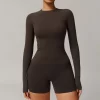 Seamless Long Sleeve Top Breathable Gym Athletic Top Slim Fit