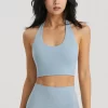 Halter Open Back Sports Bra Padded Yoga Top for Training