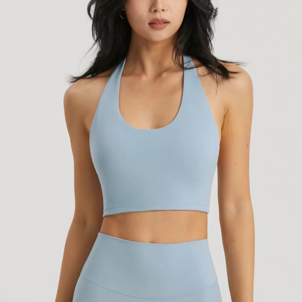 Halter Open Back Sports Bra Padded Yoga Top for Training