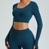 Long Sleeve Yoga Outfits Gym Clothes Seamless Crop Tops yoga clothing manufacturers Long Sleeve T Shirts Women