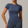 Gym Athletic Slim Fit Top Seamless Short Sleeve Top