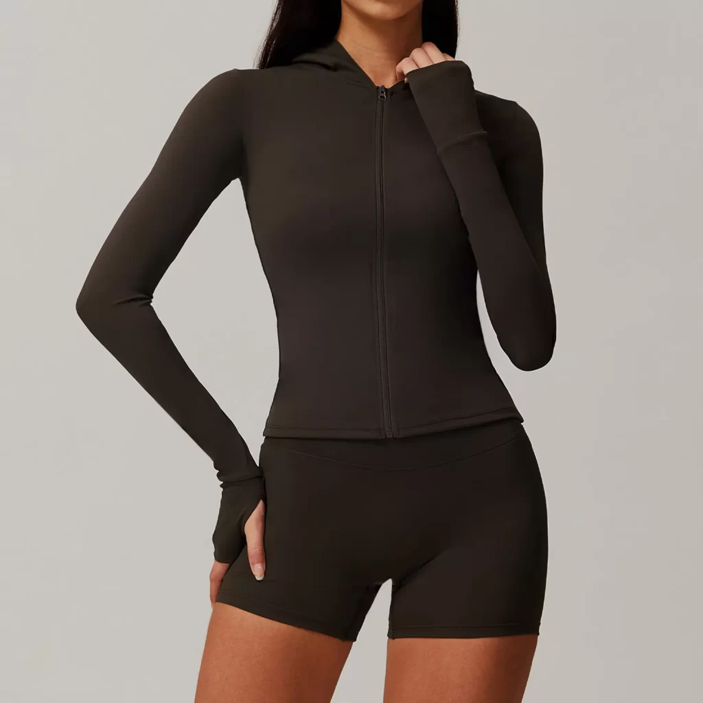 Women's Workout Jacket Lightweight Hooded Athletic Slim Fit Tops